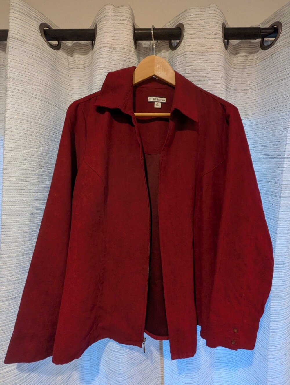 Croft & Barrow Burgundy Red Zip Shacket - L